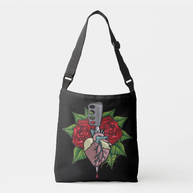 Reversible Tattoo Art Crossbody Bag (Front)