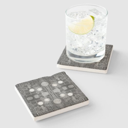 Reversible Technical Drawing Plans Design Stone Coaster