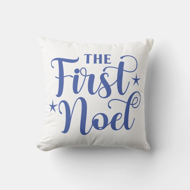 Reversible The First Noel  Throw Pillow (Front)