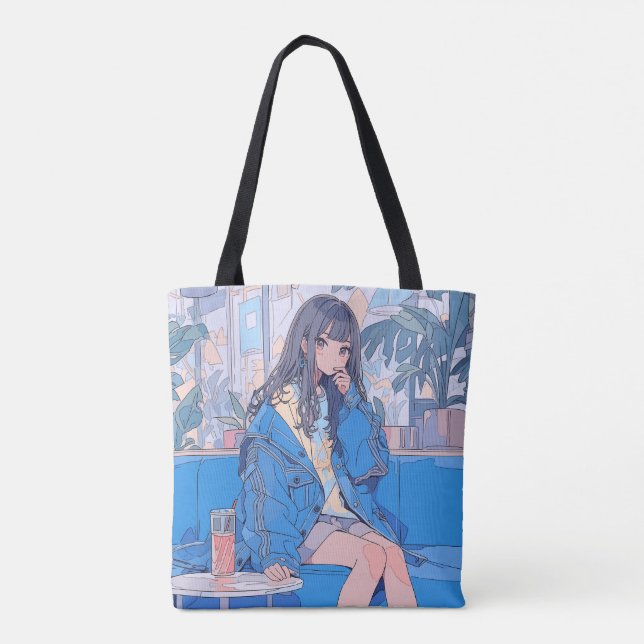 Reversible Tote Bag cafe|Sushi Musume GenerativeAI (Back)