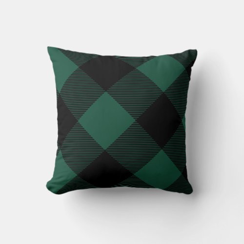 Reversible Trees and Buffalo Check Plaid Pattern Throw Pillow