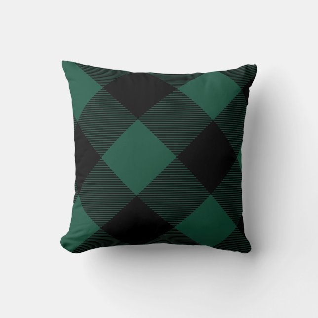 Reversible Trees and Buffalo Check Plaid Pattern Throw Pillow (Front)