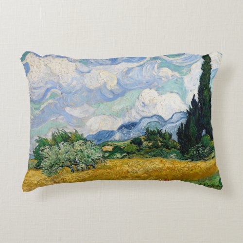 Reversible Van Gogh Wheat Field with Cypresses Accent Pillow
