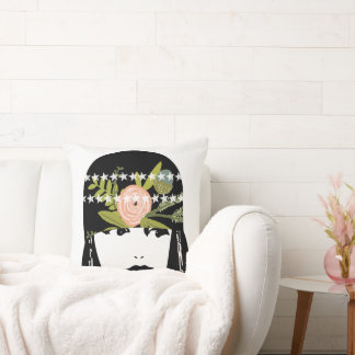 Reversible Vintage Roaring 20's Flapper Girl Throw Pillow