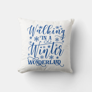 Reversible Walking In A Winter Wonderland Throw Pillow