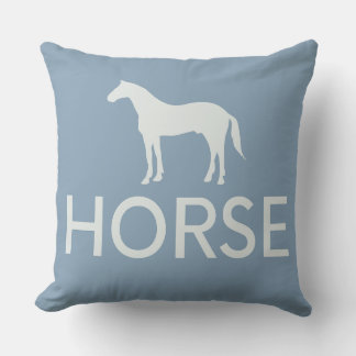 Reversible Washed Denim Horse Equestrian Throw Pillow