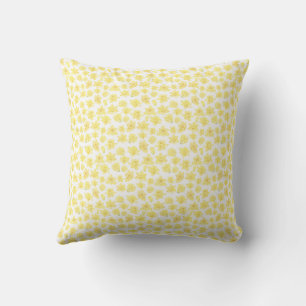 Reversible Watercolor Daffodil Ditzy Floral Throw Pillow