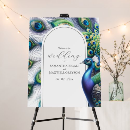 Reversible Wedding Welcome Signs Majestic Peacock