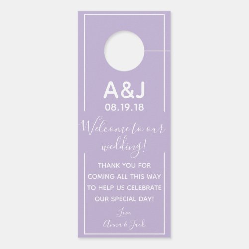 Reversible Welcome  DND Lavender Wedding Tag Door Hanger