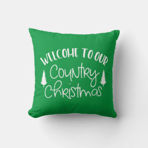 Reversible Welcome To Our Country Christmas Throw Pillow