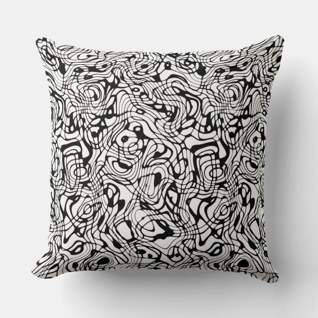 Reversible White/Black Wandering Pattern Cushion (Front)