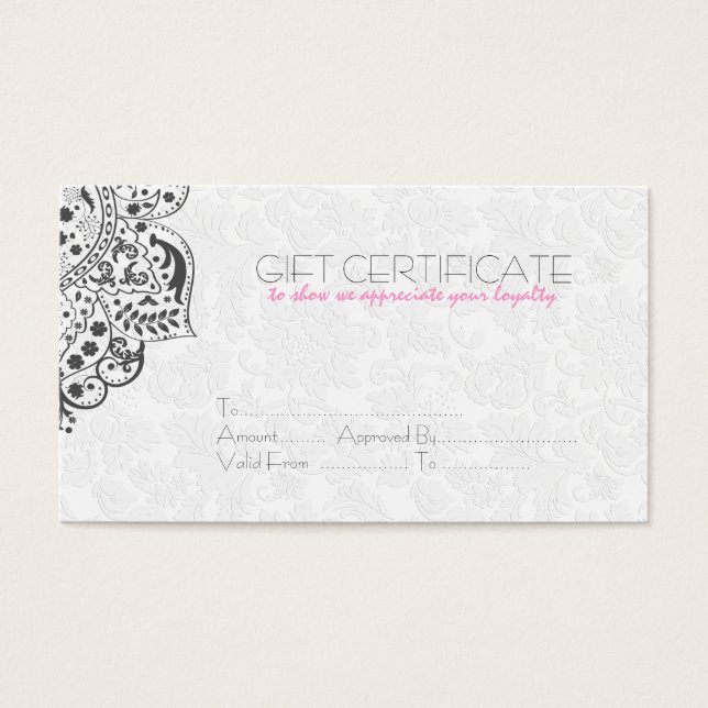 Reversible White & Gray Damasks Gift Card (Front)