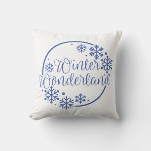 Reversible Winter Wonderland with Snowflakes Throw Pillow