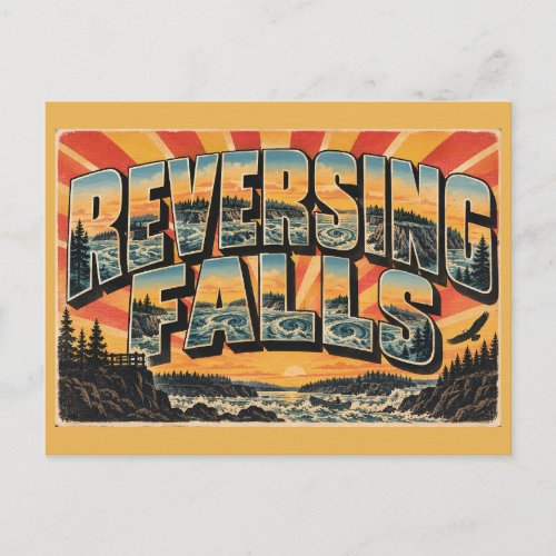 Reversing Falls NB Tidal Rapids Gorge Art Postcard
