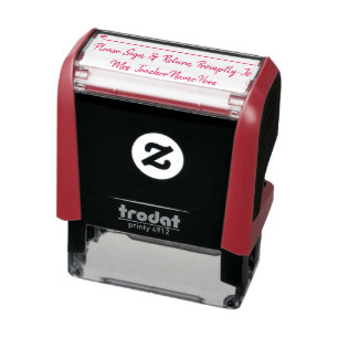 Review and Sign Request and Teacher Name Self-inking Stamp