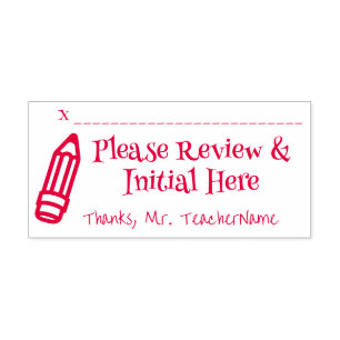 Review and Sign Request + Teacher Name Self-inking Stamp