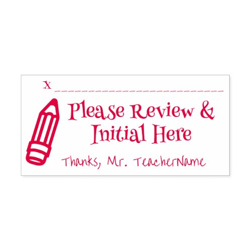 Review and Sign Request  Teacher Name Self_inking Stamp