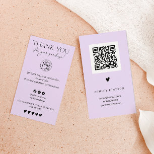 Review Simple lavender order thank you Business Card
