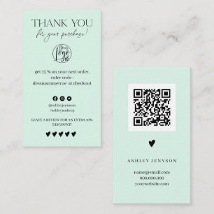 Review Simple mint green order thank you Business Card