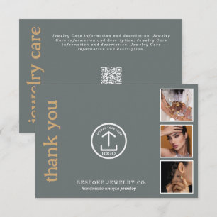 Review Thank You Jewelry Care Card Order Insert