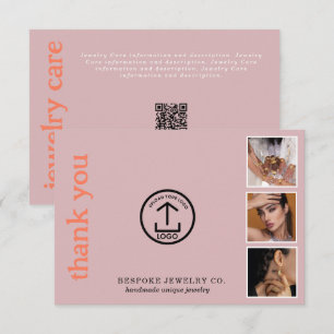 Review Thank You Jewelry Care Card Order Insert
