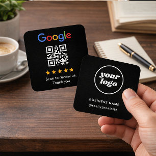 Review Us Black Minimal QR Code Template