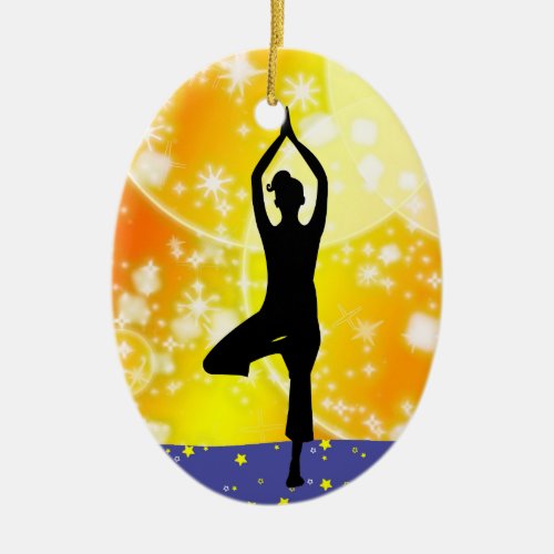 Revised Fitness Yoga _ Tree _ SRF Ceramic Ornament