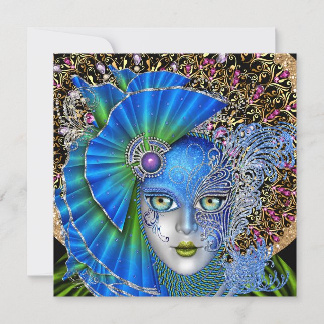 Revised Masquerade Mardi Gras Invitation (Front)