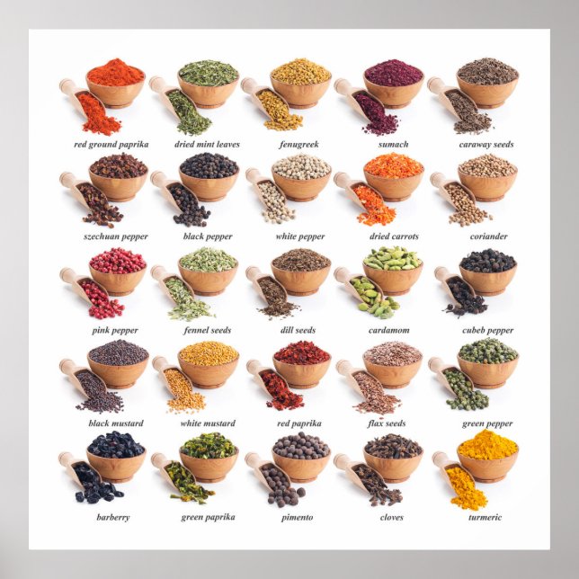 Revised Spice Chart Kitchen / Business Poster (Front)