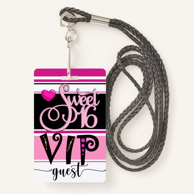 Revised Sweet 16 VIP Guest Badge - See Back (Front with Lanyard)