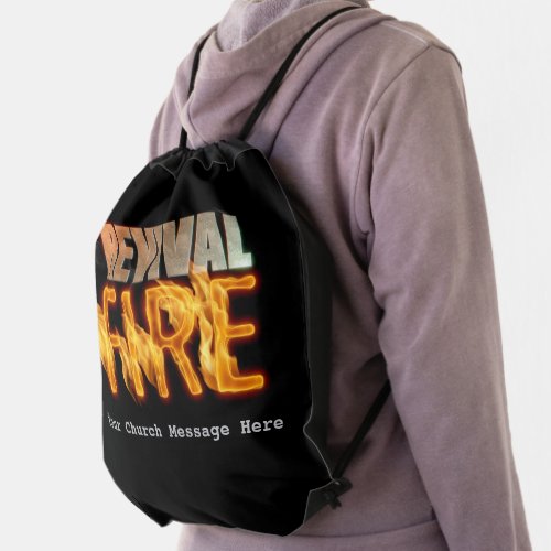 Revival fire church outreach typography evangelism drawstring bag
