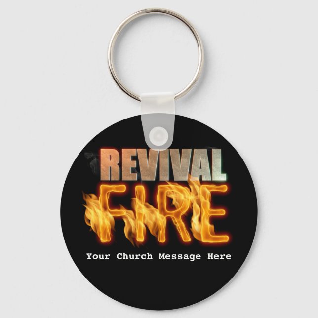 Revival fire church outreach typography evangelism keychain (Front)