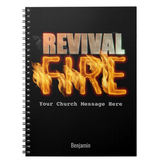 Revival fire church outreach typography evangelism notebook (Front)