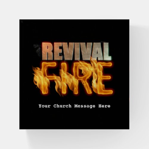 Revival fire church outreach typography evangelism paperweight