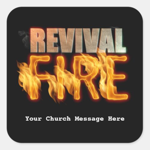 Revival fire church outreach typography evangelism square sticker