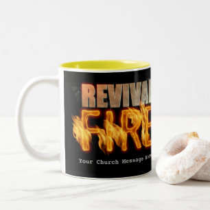 Revival fire church outreach typography evangelism Two-Tone coffee mug