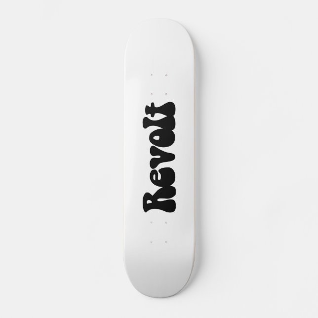 Revolt - Black on White Skateboard Deck (Front)