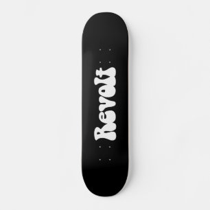 Revolt - White on Black Skateboard Deck