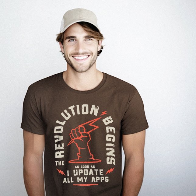 Revolution Begins Update Apps Geek Sarcastic T-Shirt (Revolution Begins Update Apps Geek Sarcastic T-Shirt)