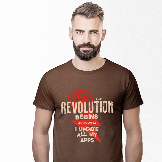 Revolution Begins Updated Apps Geek Funny T-Shirt (Revolution Begins Updated Apps Geek Funny T-Shirt)