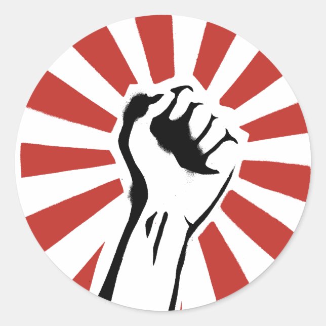 Revolution fist classic round sticker (Front)