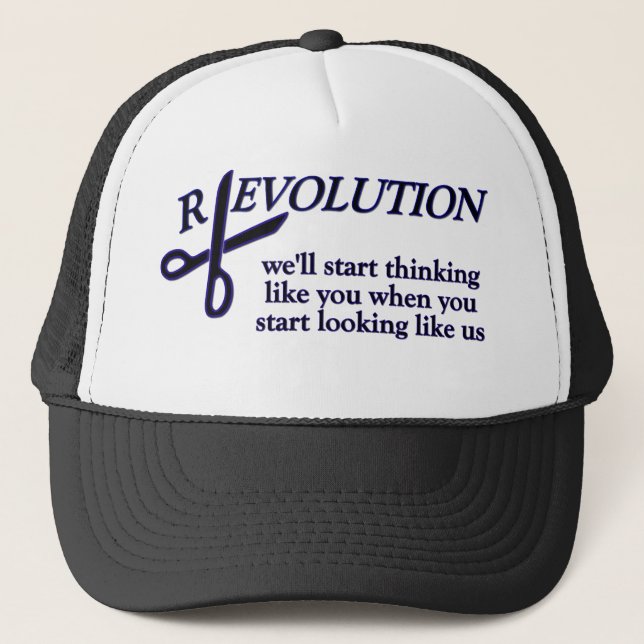 Revolution vs Evolution Trucker Hat (Front)