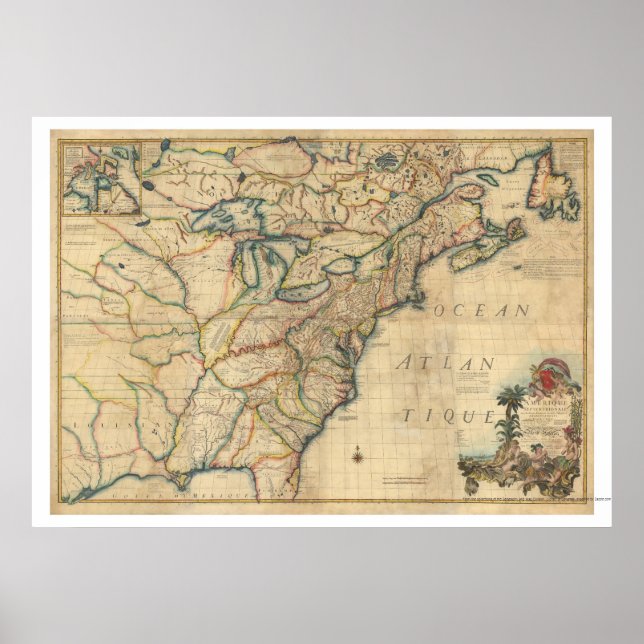 Revolutionary America Map - 1777 Poster (Front)