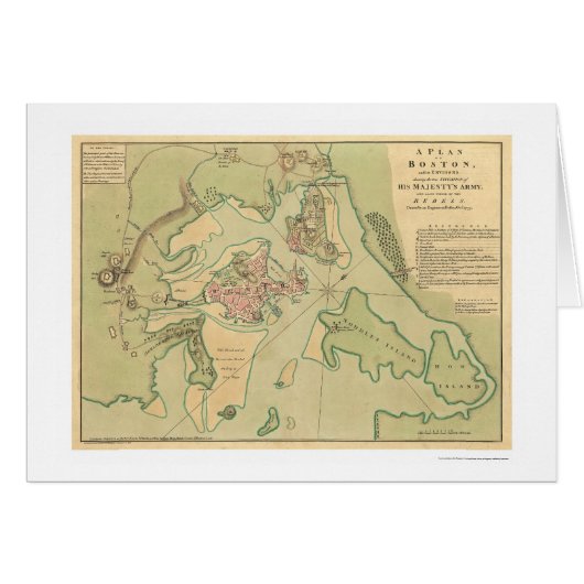 Revolutionary Boston Map 1776 Cards (Front Horizontal)