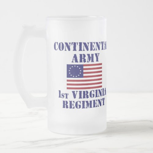 Revolutionary War 1st Virginia Regiment Glass Frosted Glass Beer Mug