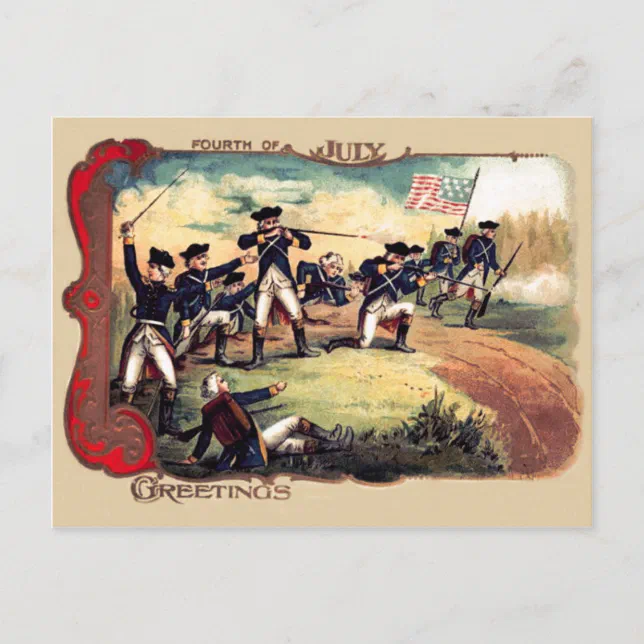 Revolutionary War Battle American Flag Postcard | Zazzle