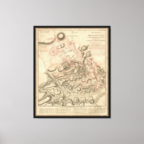 Revolutionary War Battle of Brandywine Map 1777 Canvas Print