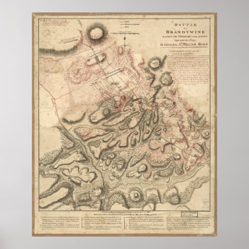 Revolutionary War Battle of Brandywine Map 1777 Poster