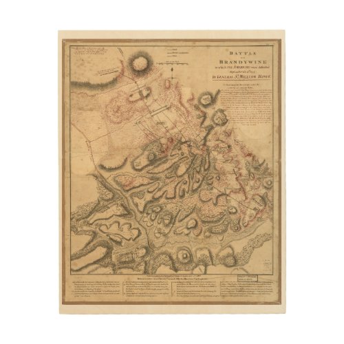 Revolutionary War Battle of Brandywine Map 1777 Wood Wall Art