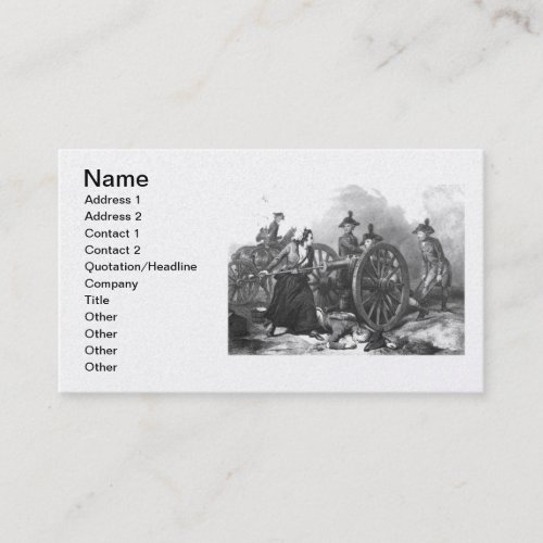 Revolutionary War Molly Pitcher Cannon Business Ca Business Card
